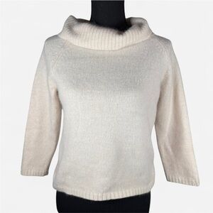 Vintage Rafaella ivory cowl neck rabbit hair sweater medium